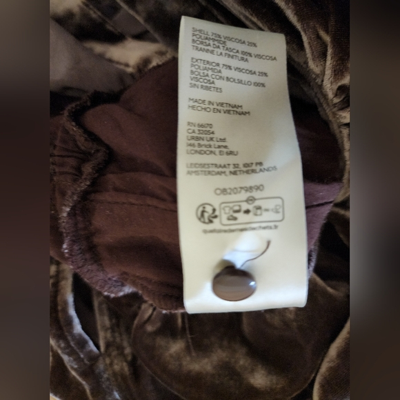 $188 Anthropologie Somerset Jumpsuit Velvet Short Sleeve Wide Leg Brown Gold M - Picture 8 of 11